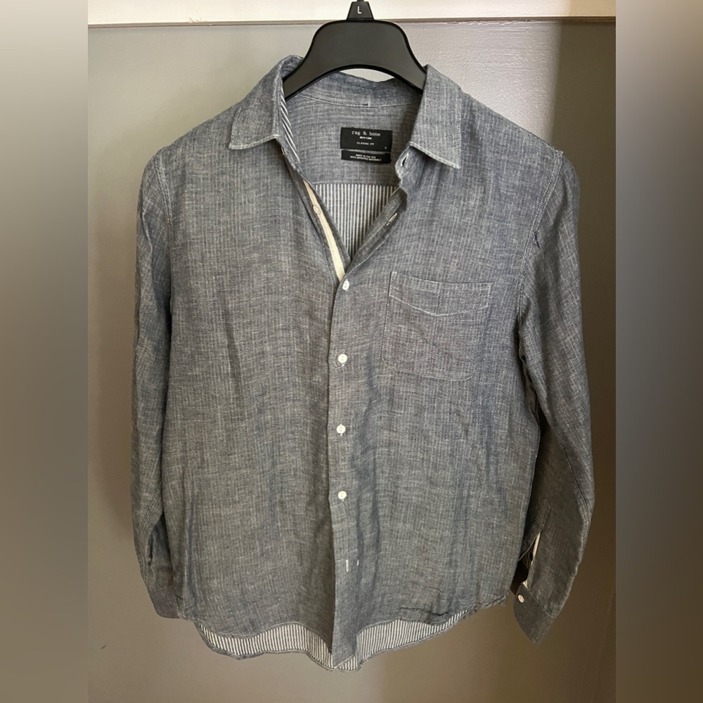 Rag & bone grey linen button down